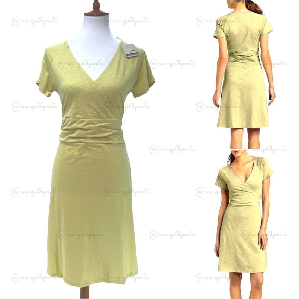 Horny Toad Chaka Jersey Knit Short Sleeve Dress in Muted Lime Women’s Large NWT